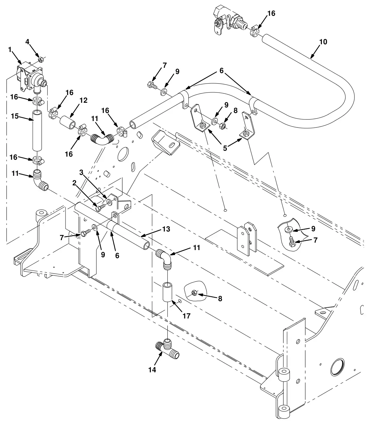 Tennant 8300 max pro 1000 (cylindrical brush) solution valve group (option) drawing, manual page 3-50