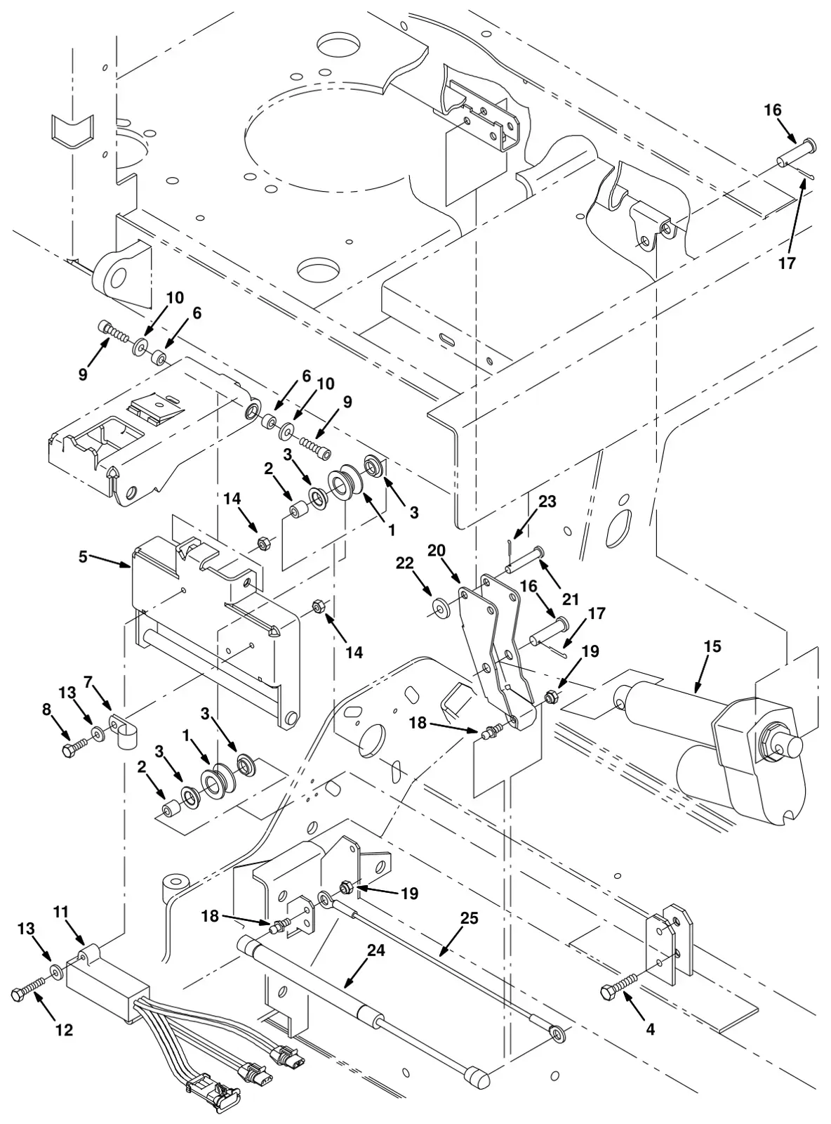 Tennant 8300 max pro 1000 (cylindrical brush) edge scrub group (option) drawing, manual page 3-54