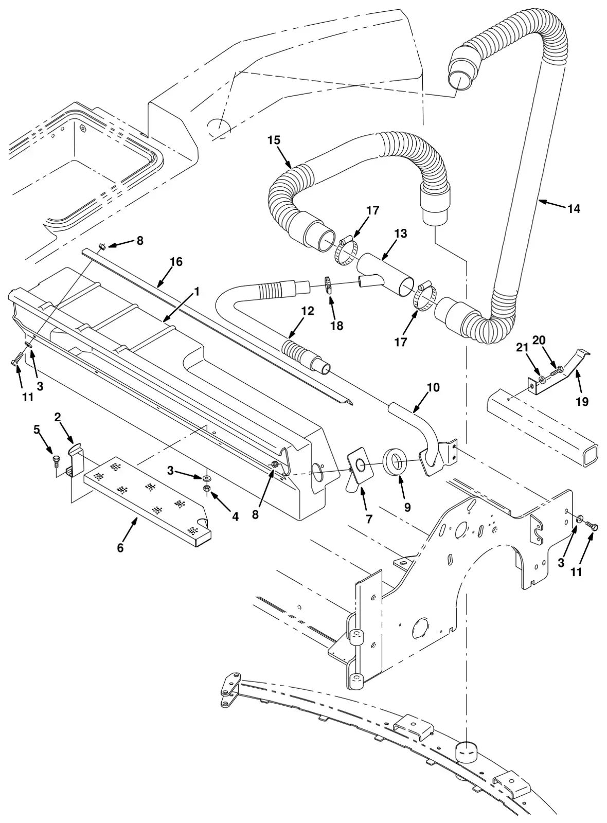 Tennant 8300 max pro 1000 (cylindrical brush) vacuumized debris tray group (option) drawing, manual page 3-62