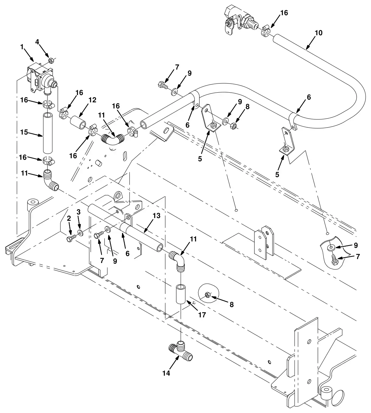 Tennant 8300 max pro 1200 (cylindrical brush) solution valve group (option) drawing, manual page 3-70