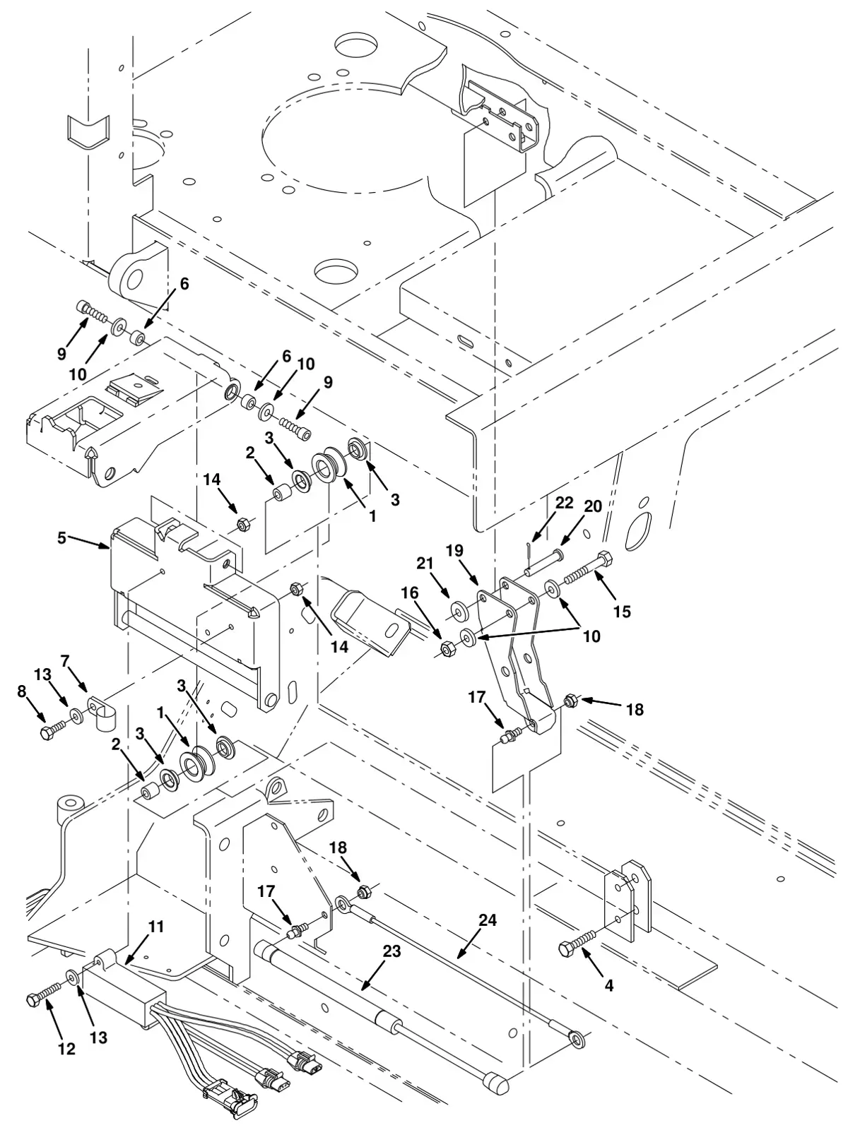 Tennant 8300 max pro 1200 (cylindrical brush) edge scrub group (option) drawing, manual page 3-74