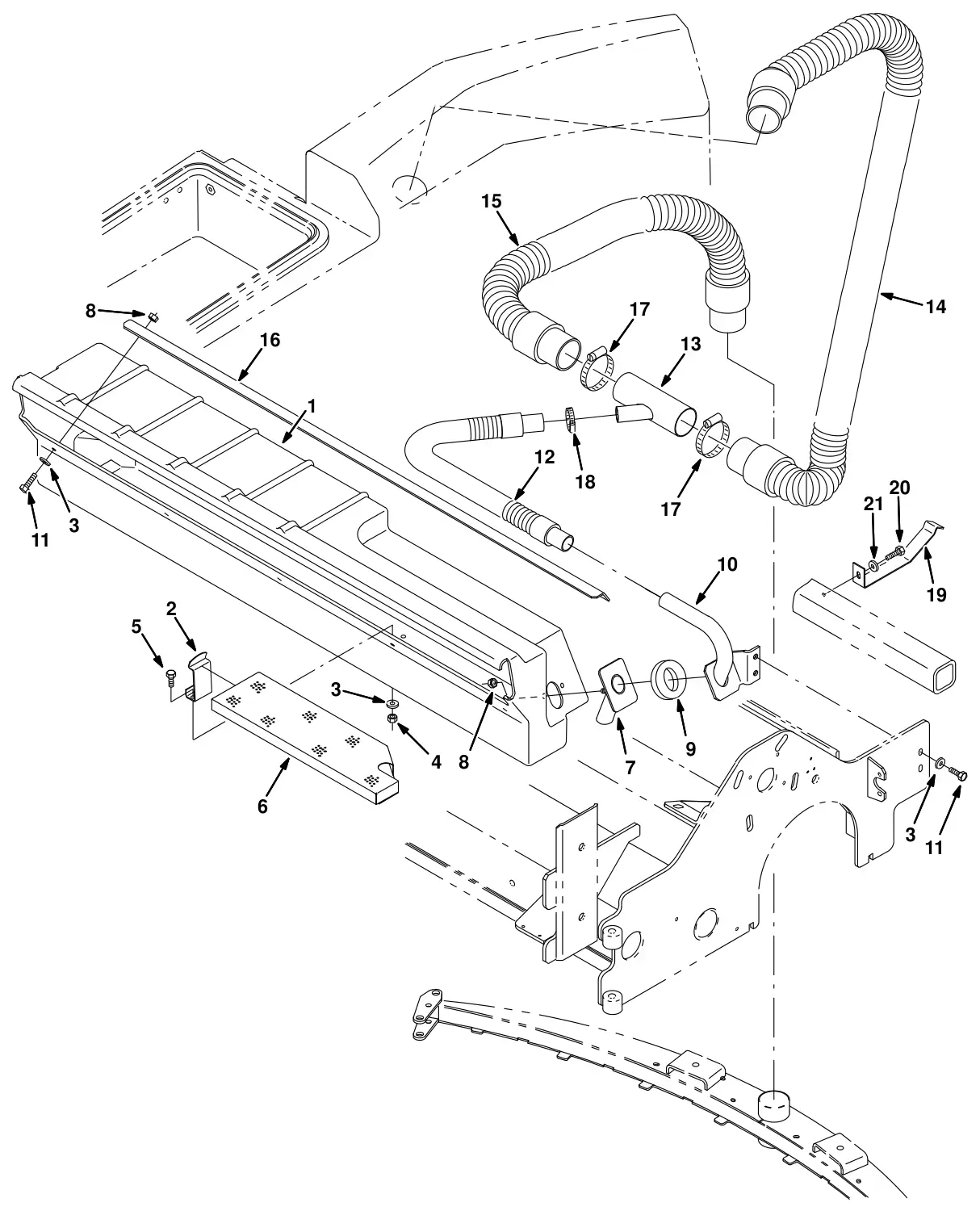 Tennant 8300 max pro 1200 (cylindrical brush) vacuumized debris tray group (option) drawing, manual page 3-82