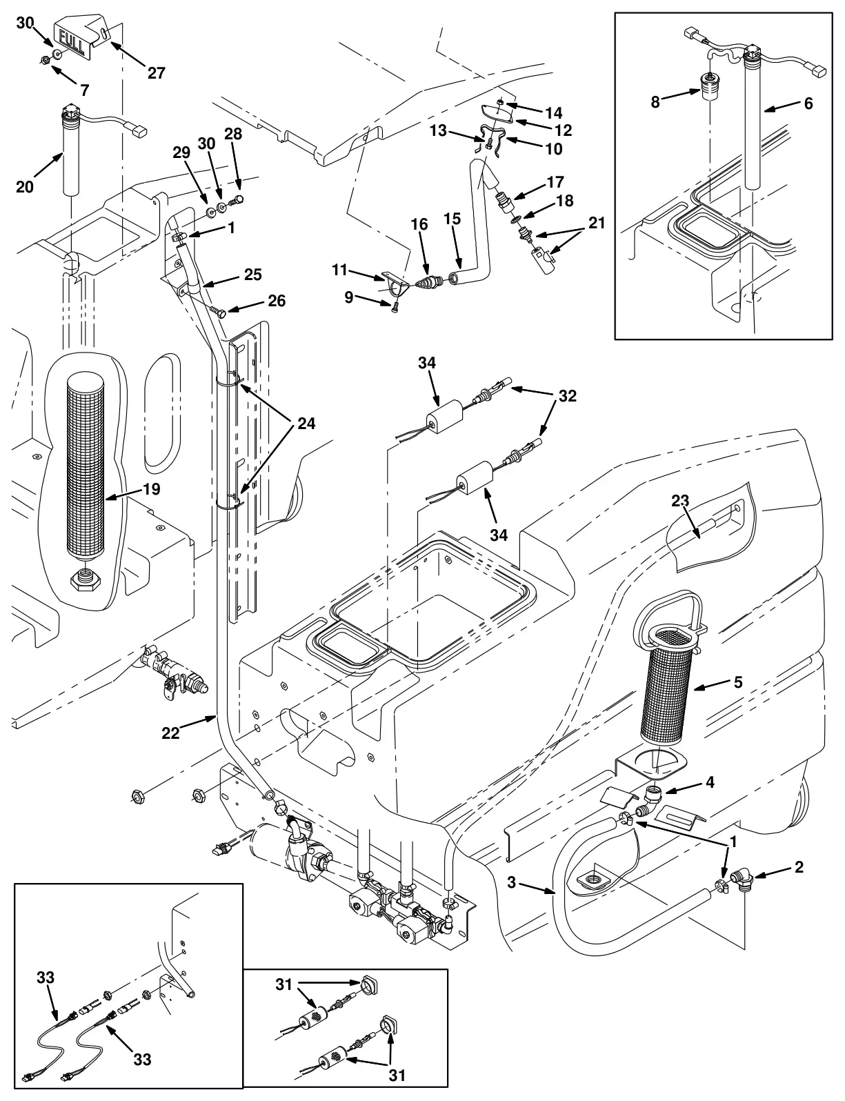 Tennant 8300 es tank group (option) drawing, manual page 3-86