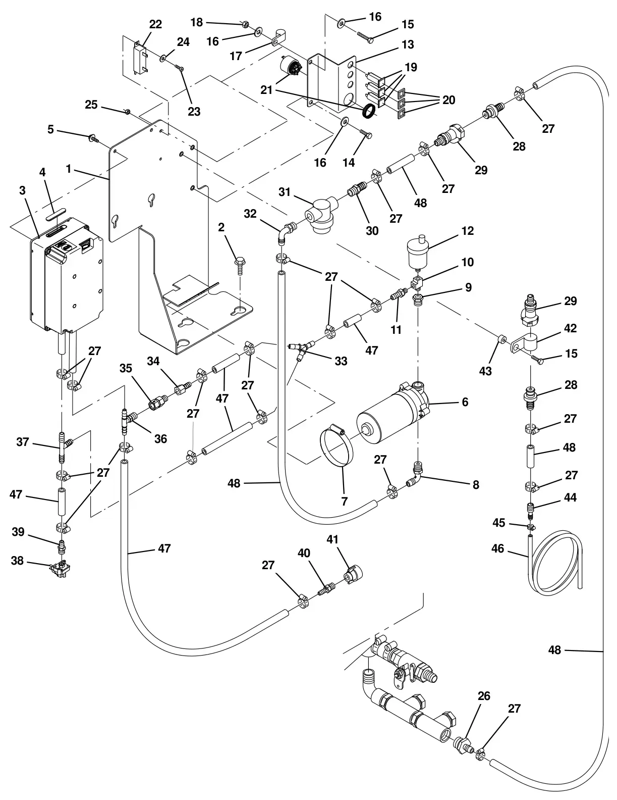 Tennant 8300 ec-h2o solution pump group (option) drawing, manual page 3-90