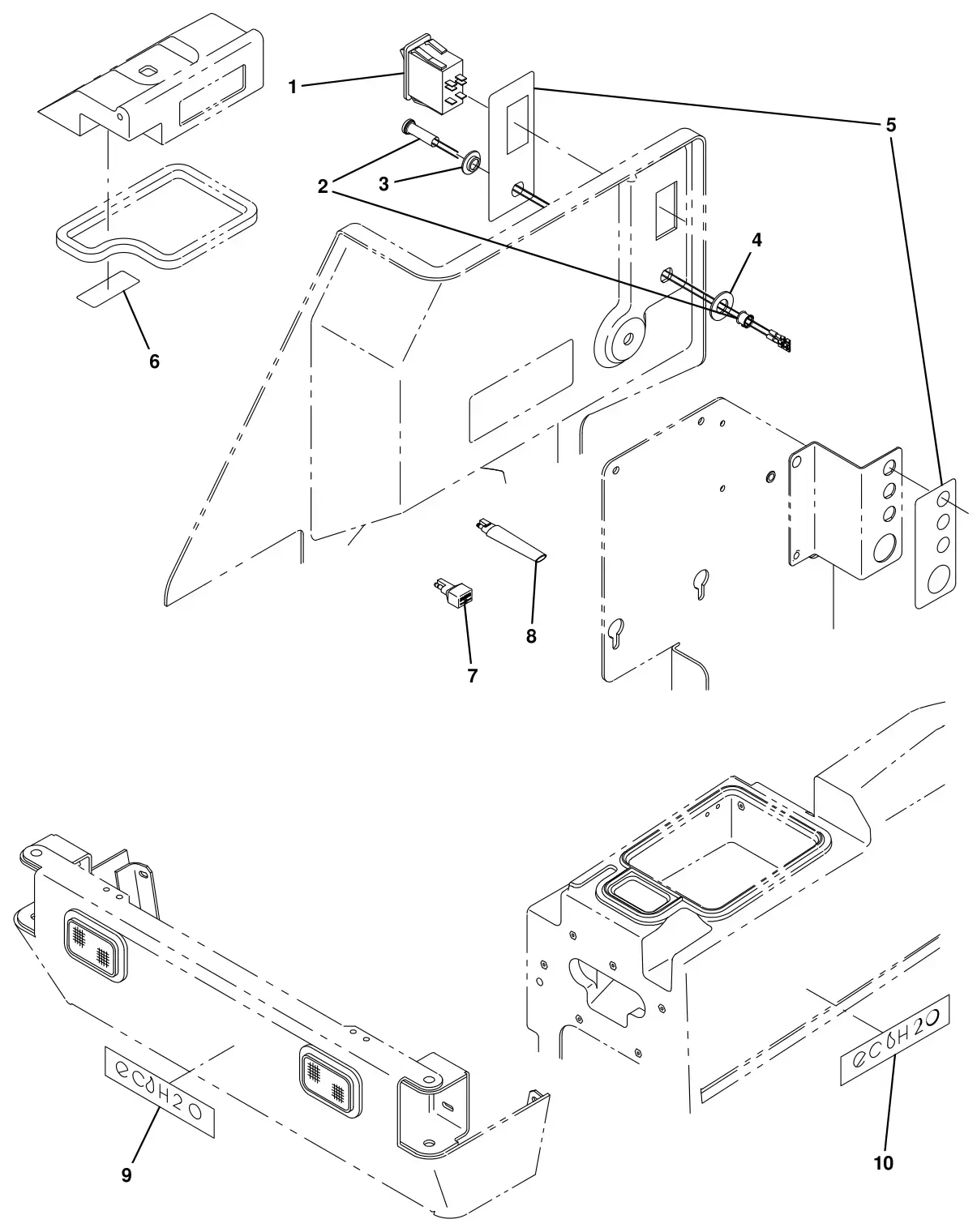 Tennant 8300 ec-h2o switch and label group (option) drawing, manual page 3-92