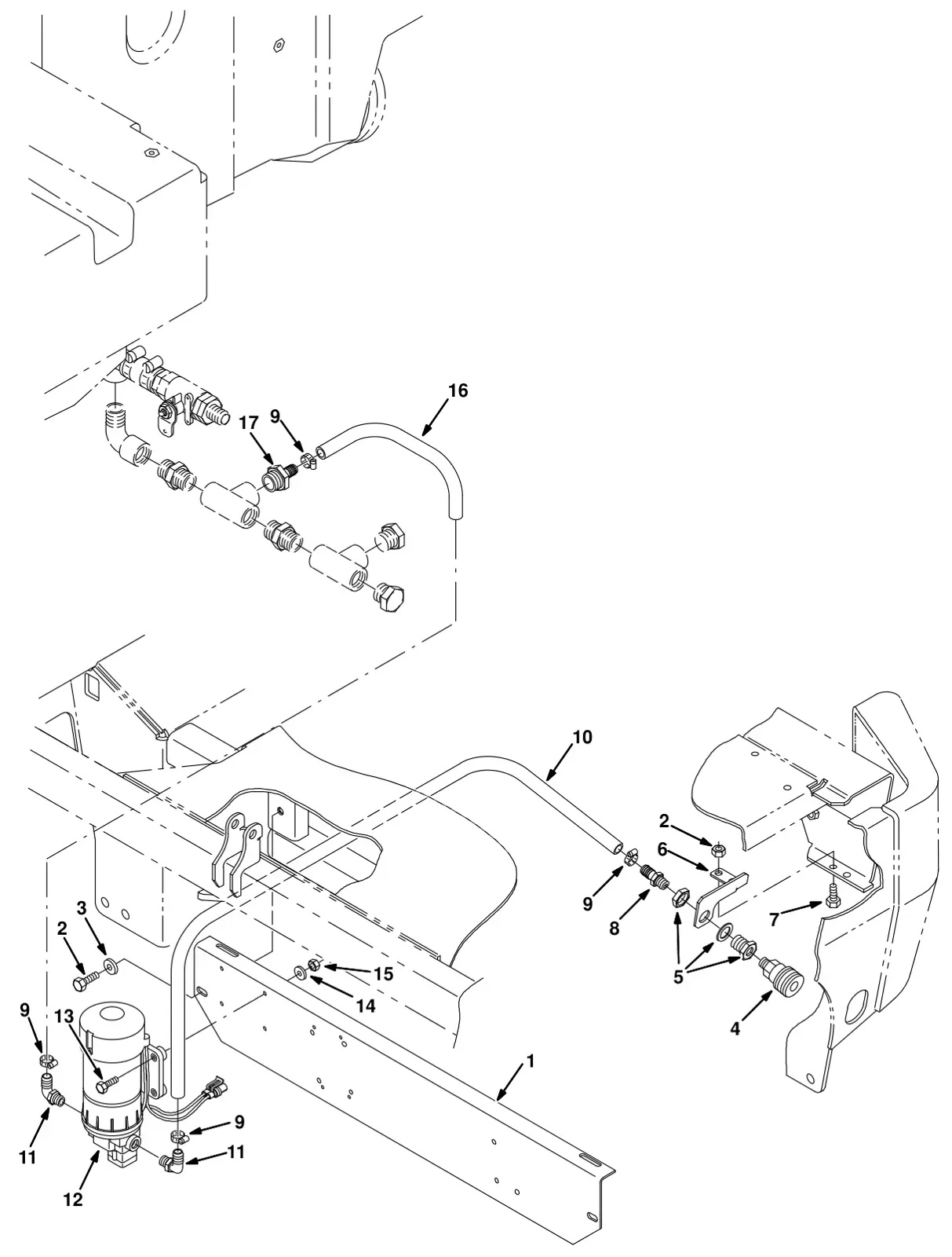 Tennant 8300 power wand pump and fittings group (option) drawing, manual page 3-112
