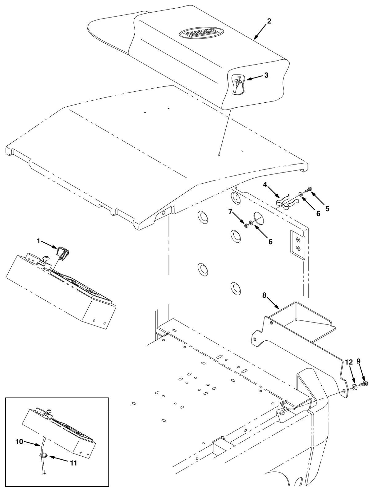 Tennant 8300 power wand mount group (option) drawing, manual page 3-114