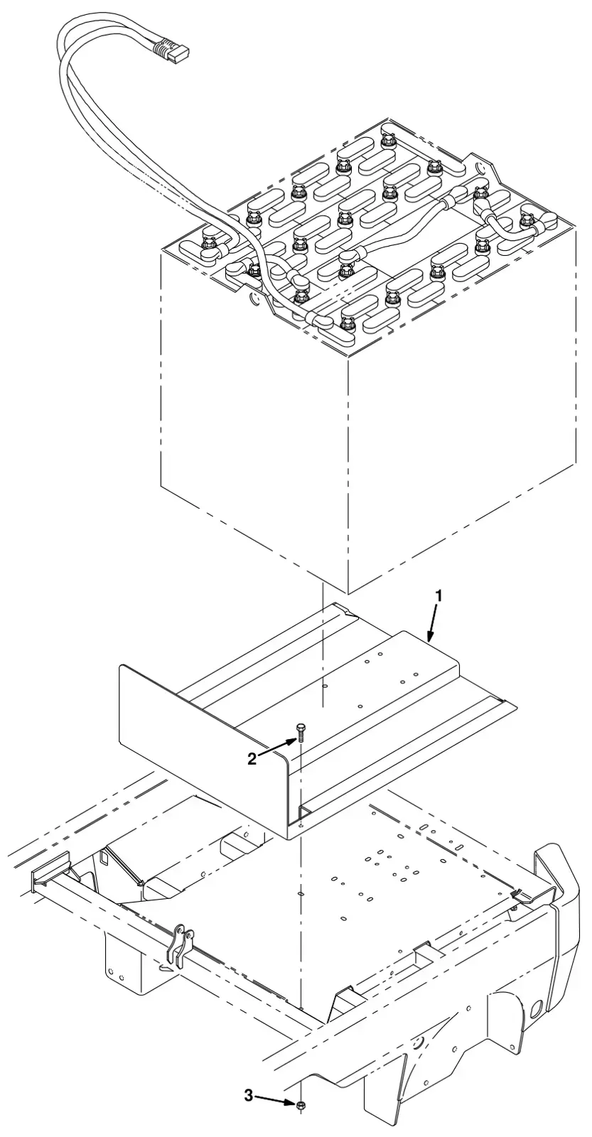 Tennant 8300 battery forklift kit (option) drawing, manual page 3-132