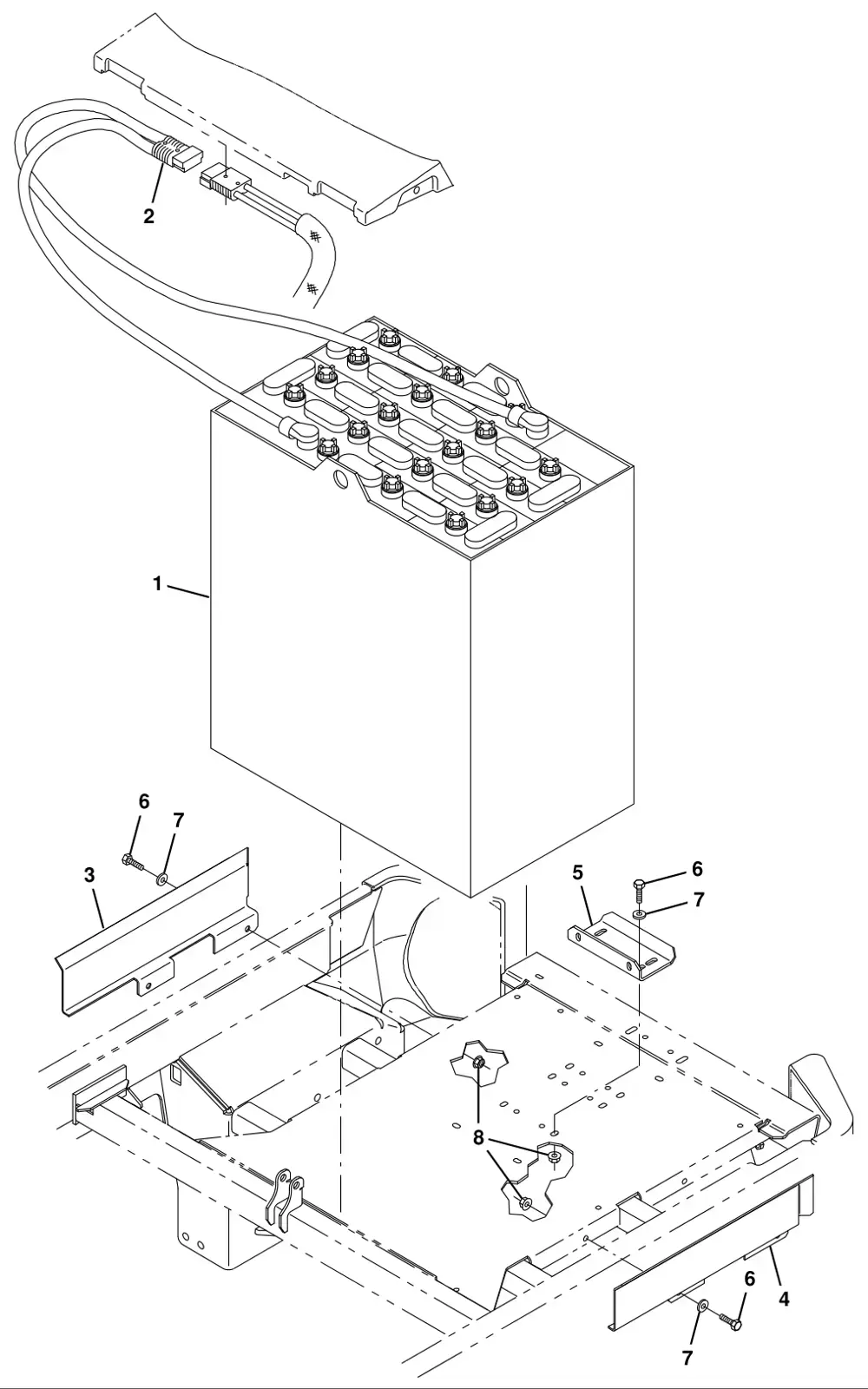 Tennant 8300 battery kit, 500ah wet (option) drawing, manual page 3-134