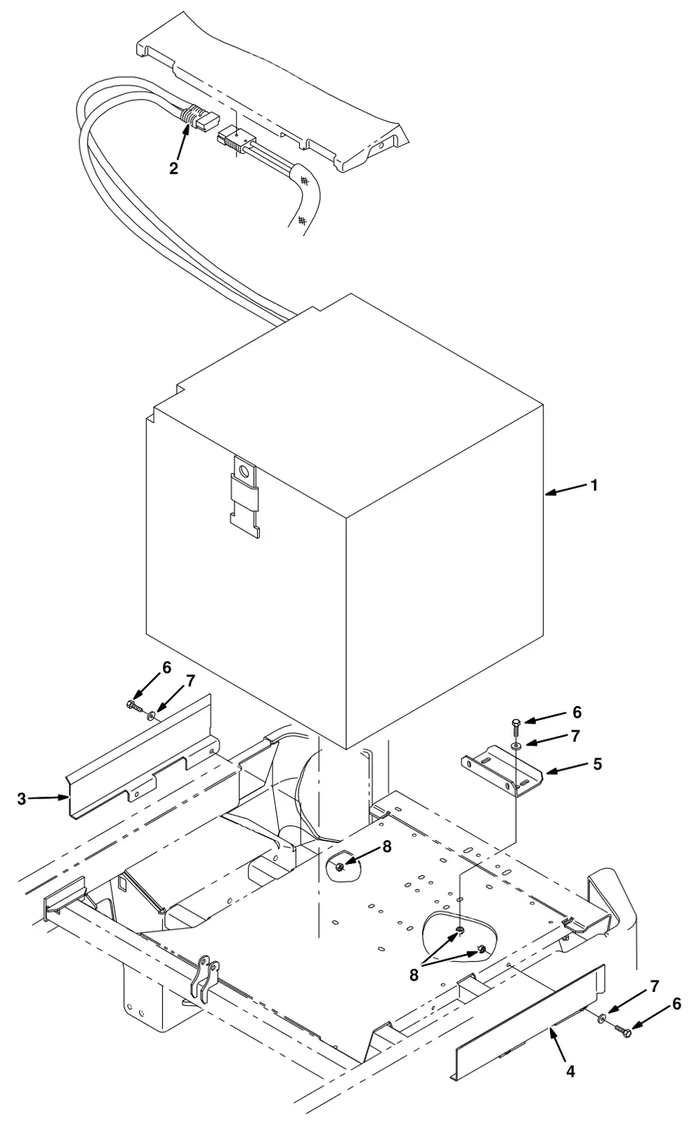 Tennant 8300 battery kit, 600ah (000000 - 006999) (option) drawing, manual page 3-136