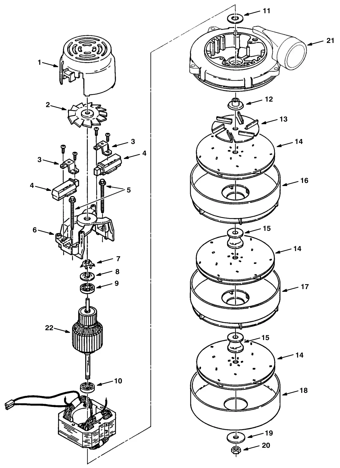 Tennant 8300 electric motor breakdown, 17363 (component breakdown) drawing, manual page 4-2