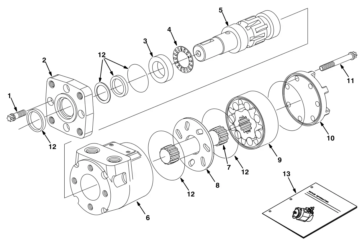 Tennant 8300 hydraulic motor breakdown, 386703 (component breakdown) drawing, manual page 4-17