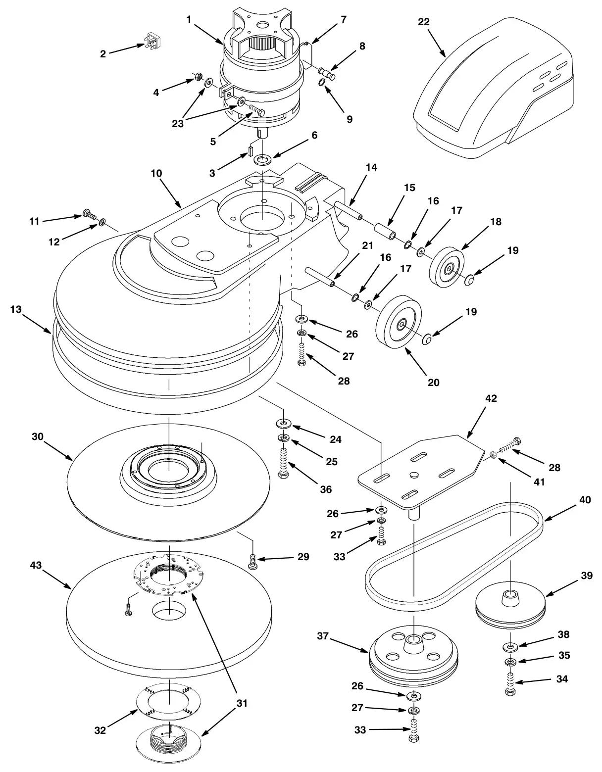 Tennant BR-1600-NDC base group drawing, manual page 12