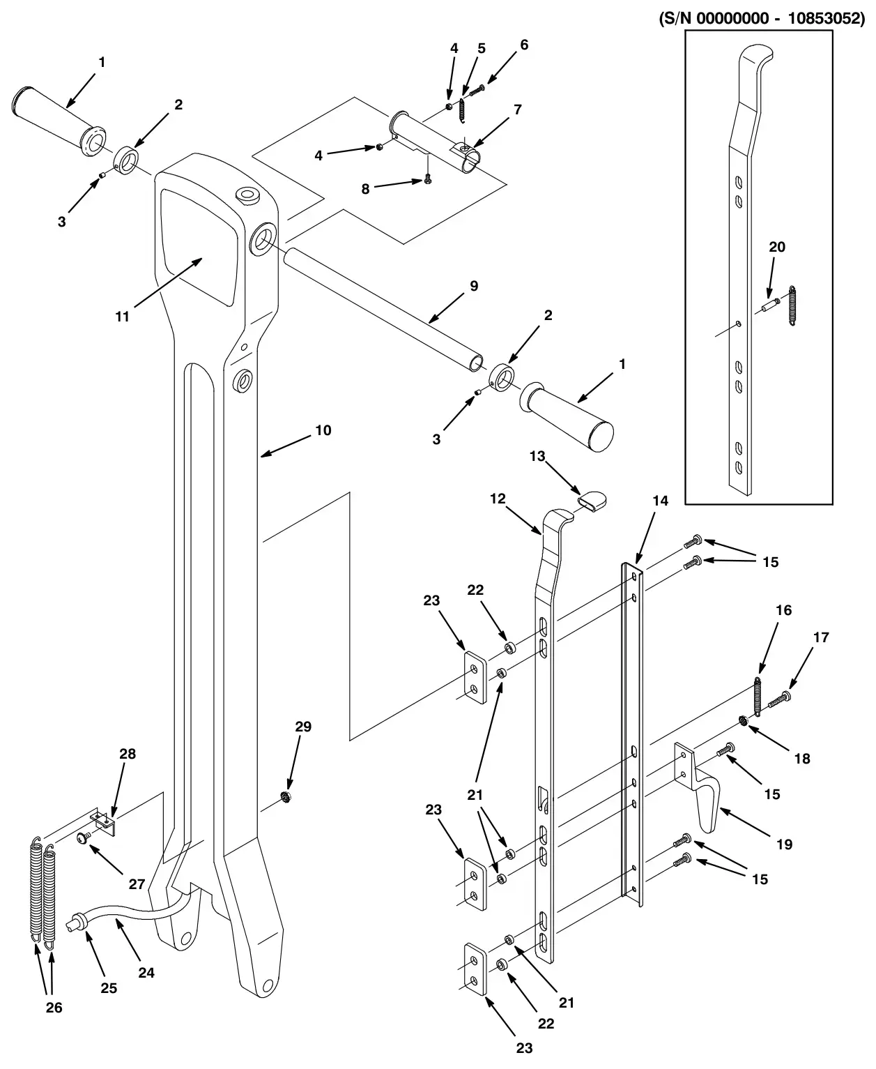 Tennant BR-1600-NDC handle group drawing, manual page 8