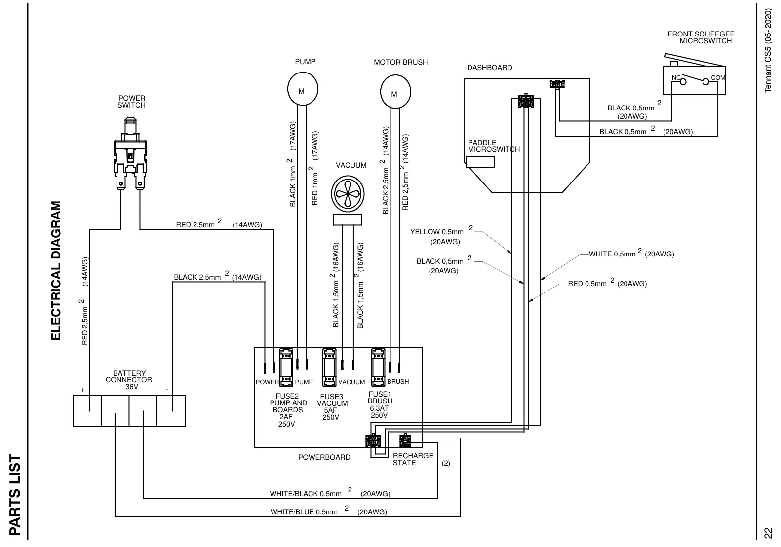 Tennant CS5 electrical diagram, manual page 22
