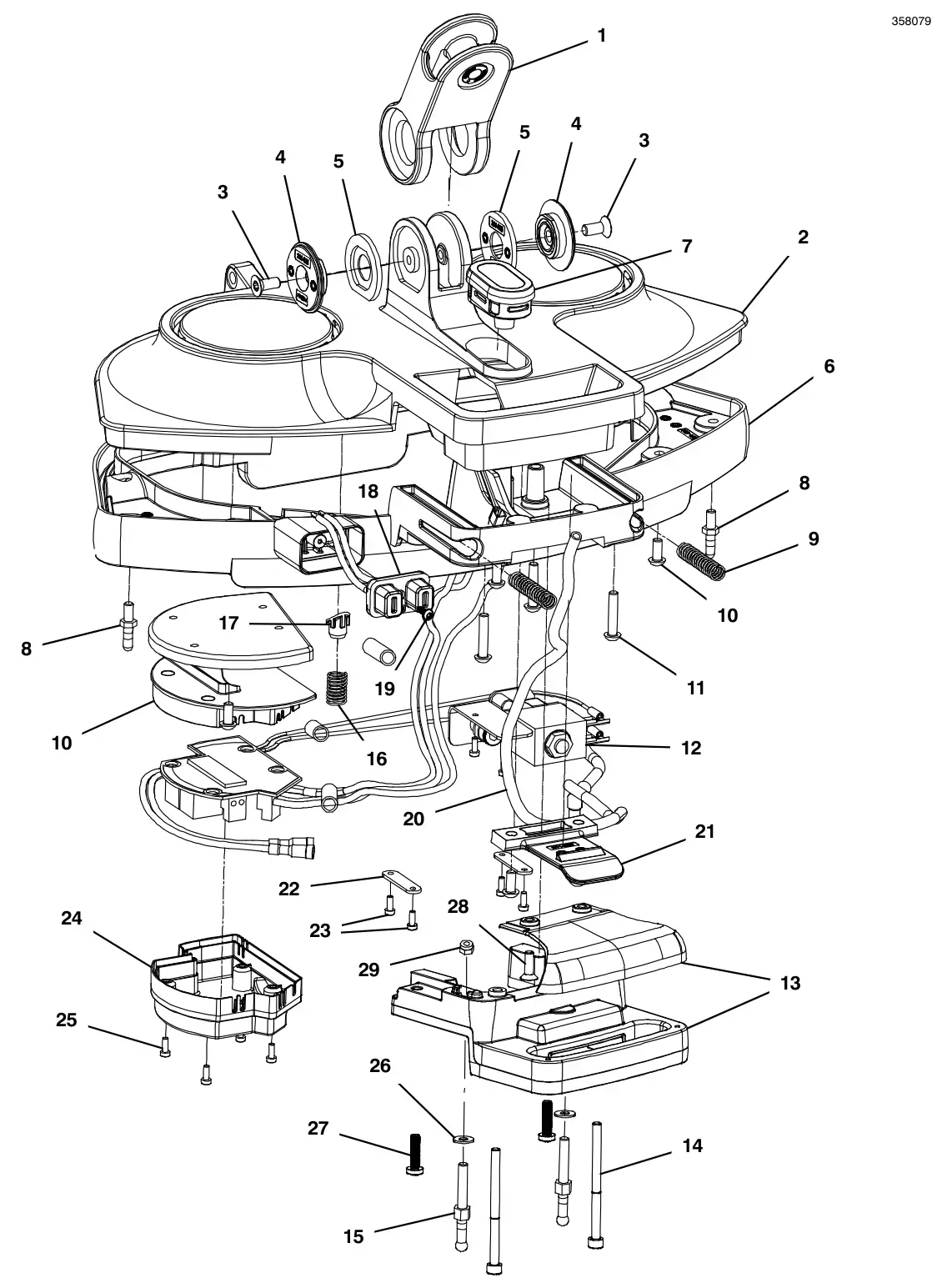 Tennant i-mop Lite floor unit assembly (s/n 220001 and later) drawing, manual page 20