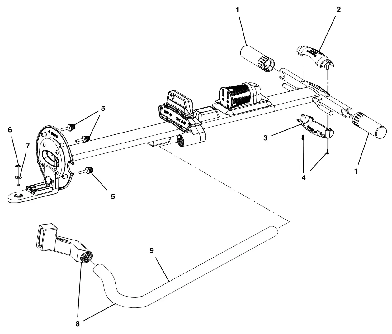 Tennant i-mop Lite handle assembly (continued) (s/n 800001- and 200001-) drawing, manual page 8