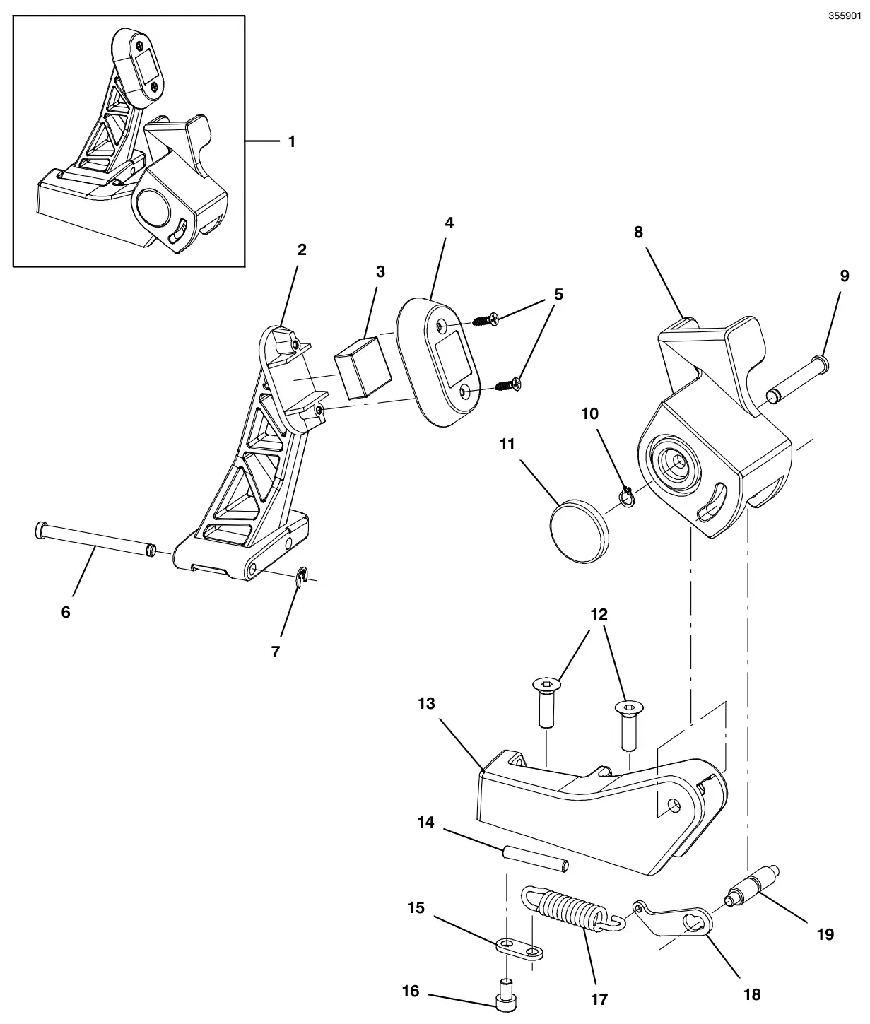 Tennant i-mop Lite support system assembly (s/n 800001- and 200001-) drawing, manual page 18