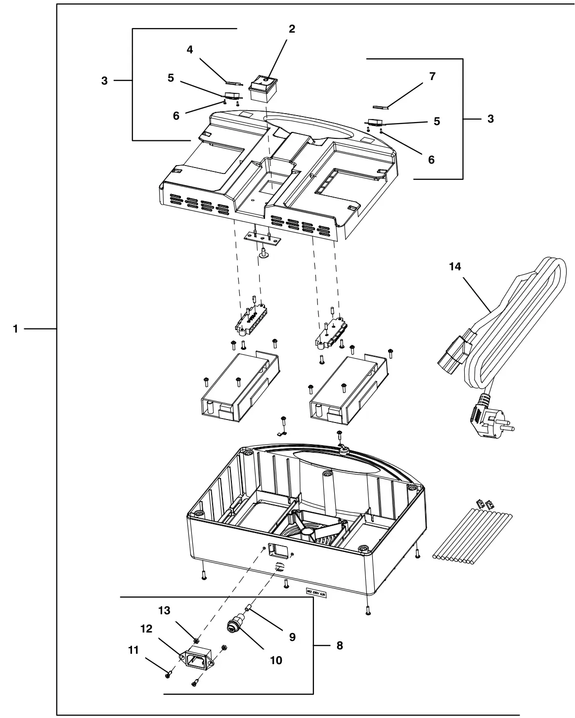 Tennant i-mop XL Plus battery charger assembly drawing, manual page 30