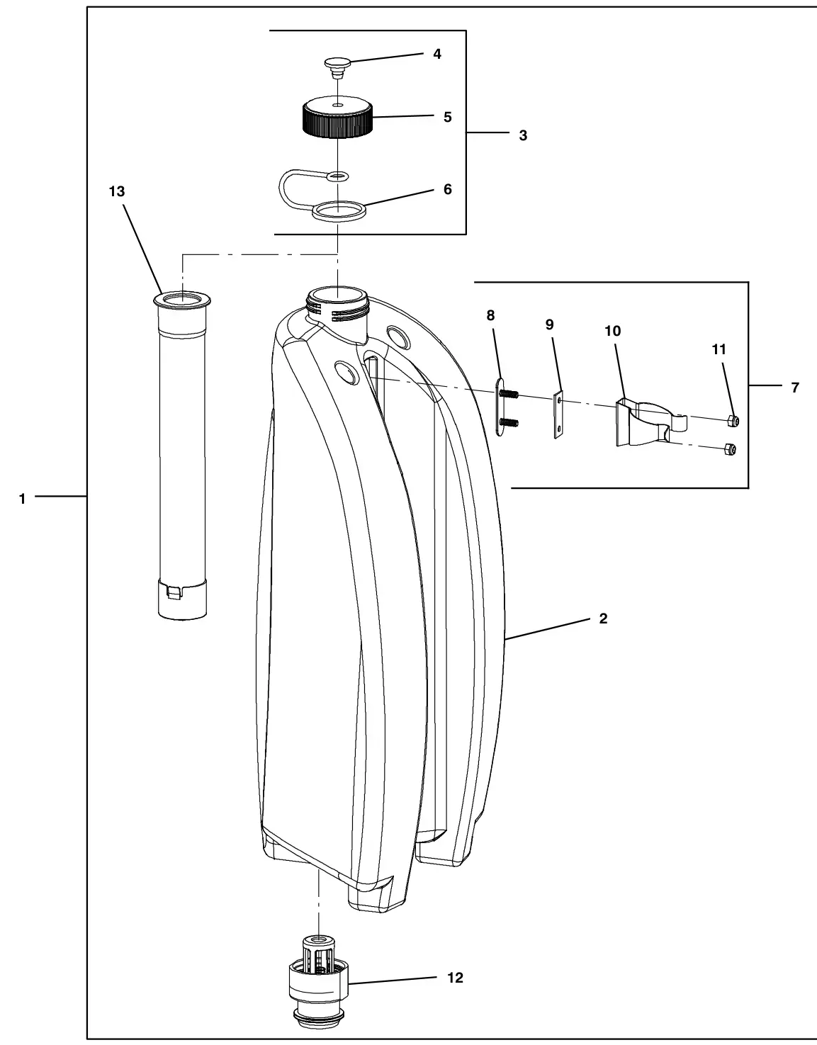 Tennant i-mop XL Plus clean water tank assembly drawing, manual page 12