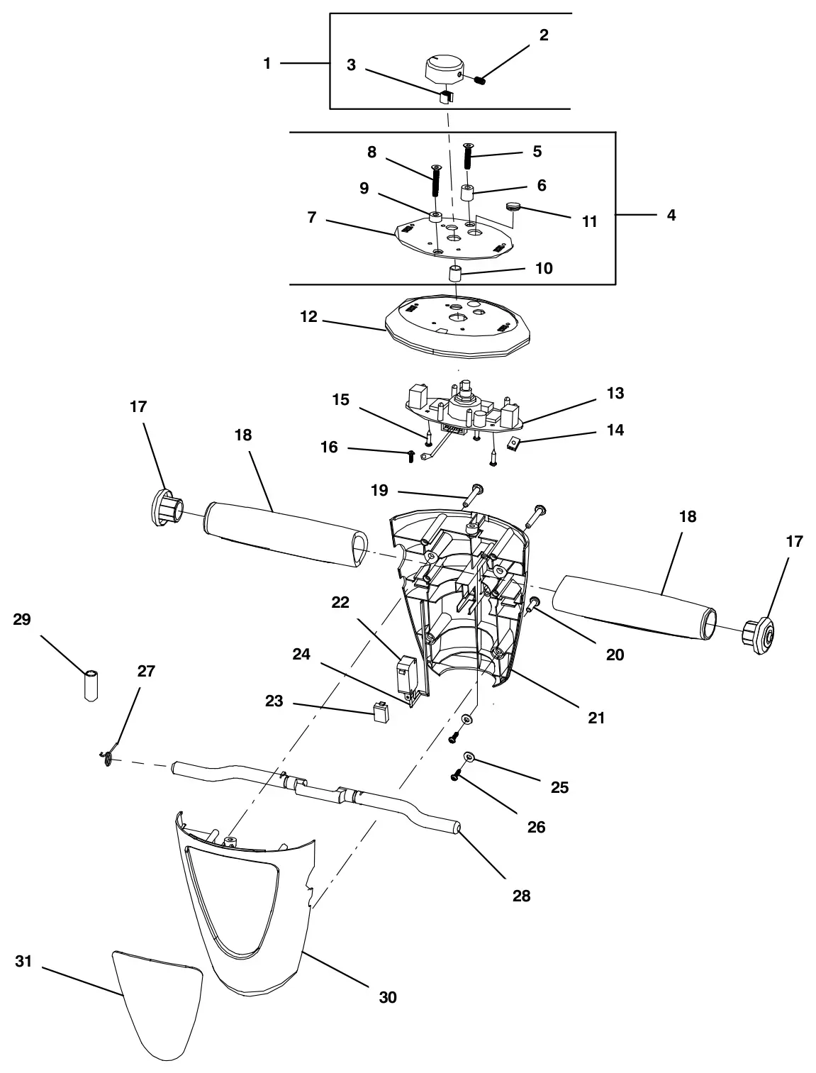 Tennant i-mop XL Plus control console assembly drawing, manual page 10