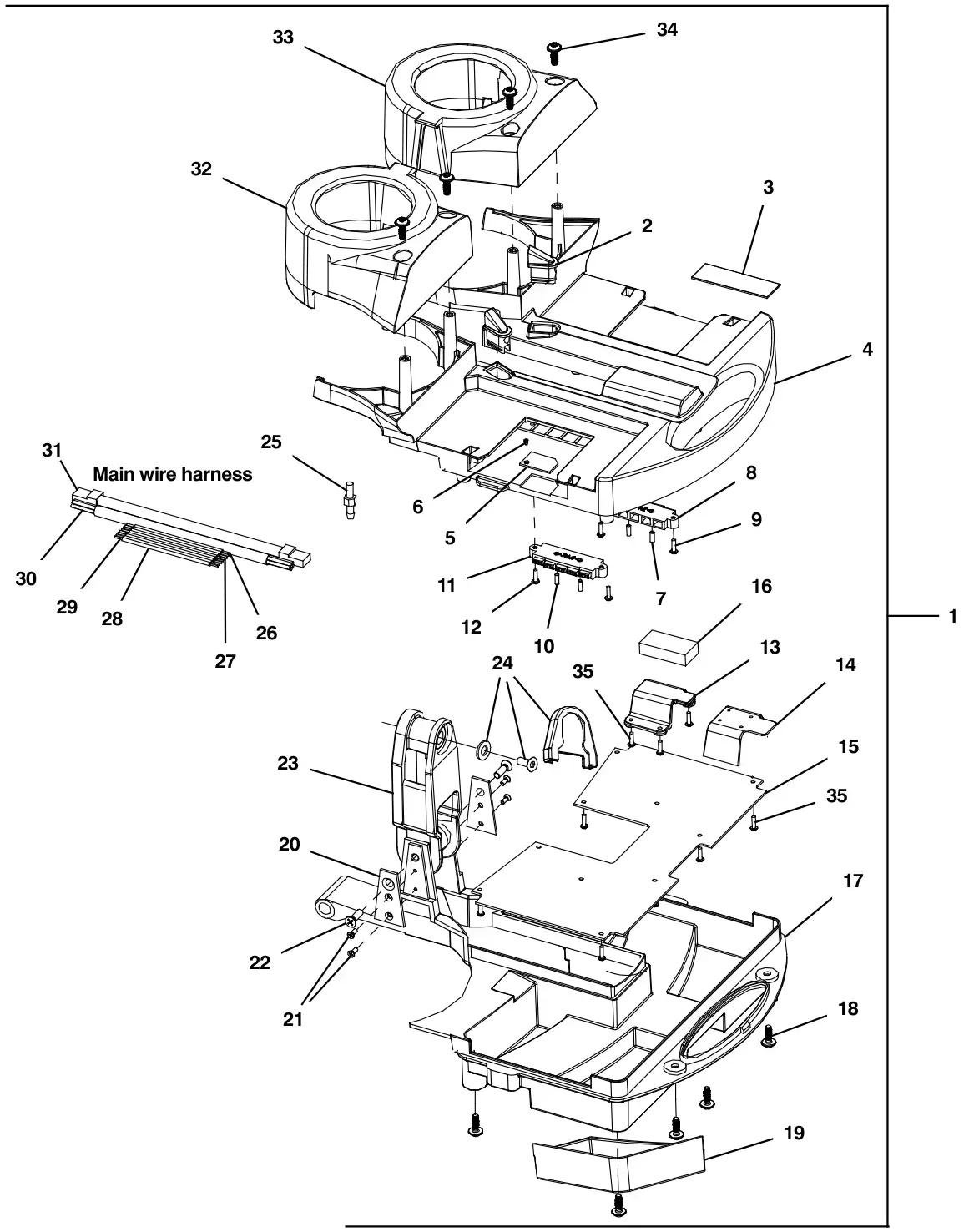 Tennant i-mop XL Plus main lever assembly drawing, manual page 26