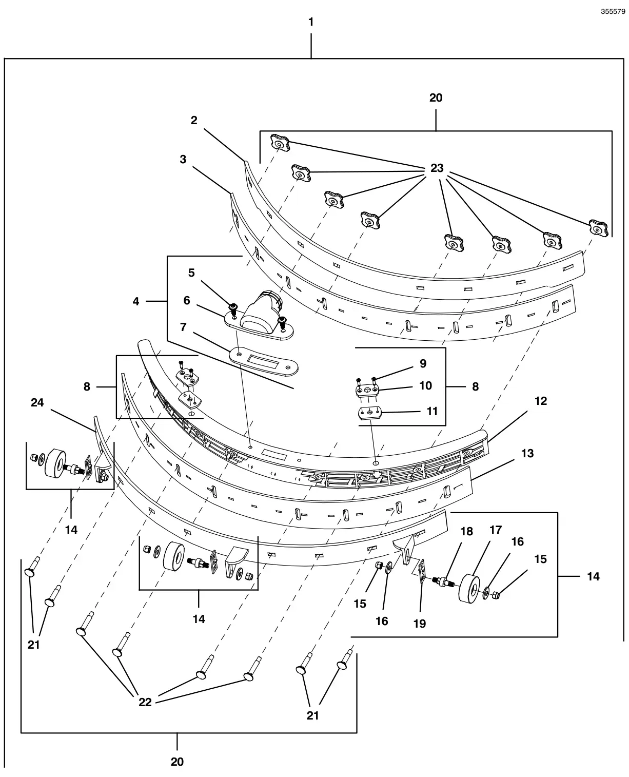 Tennant i-mop XL Plus squeegee assembly drawing, manual page 24