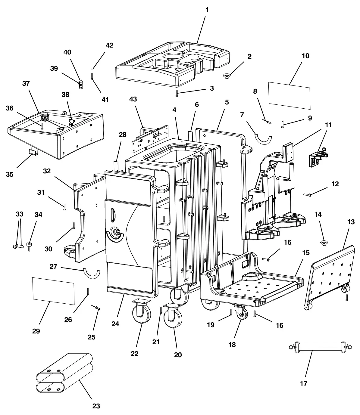 Tennant i-mop XL Plus i-cart trolley assembly (option) drawing, manual page 32