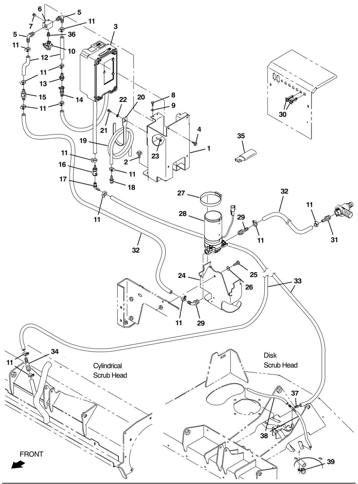 Tennant M17 ec-h2o solution pump group (option) drawing, manual page 148