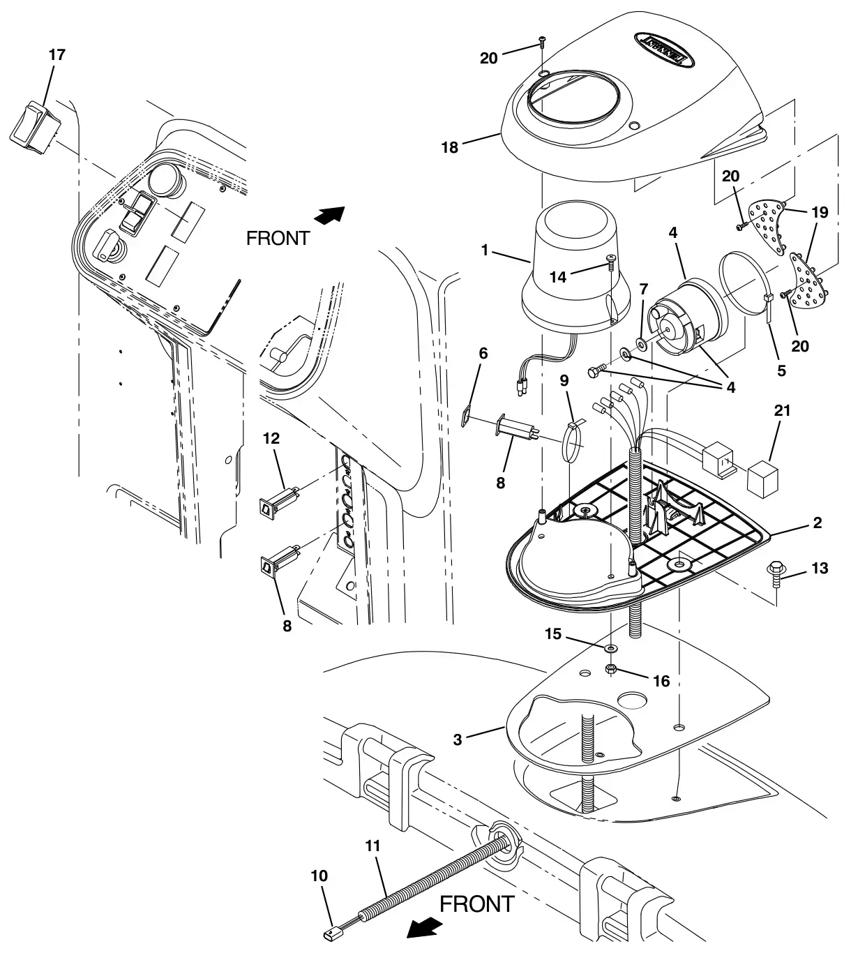 Tennant M17 strobe light and backup alarm kit (option) drawing, manual page 120
