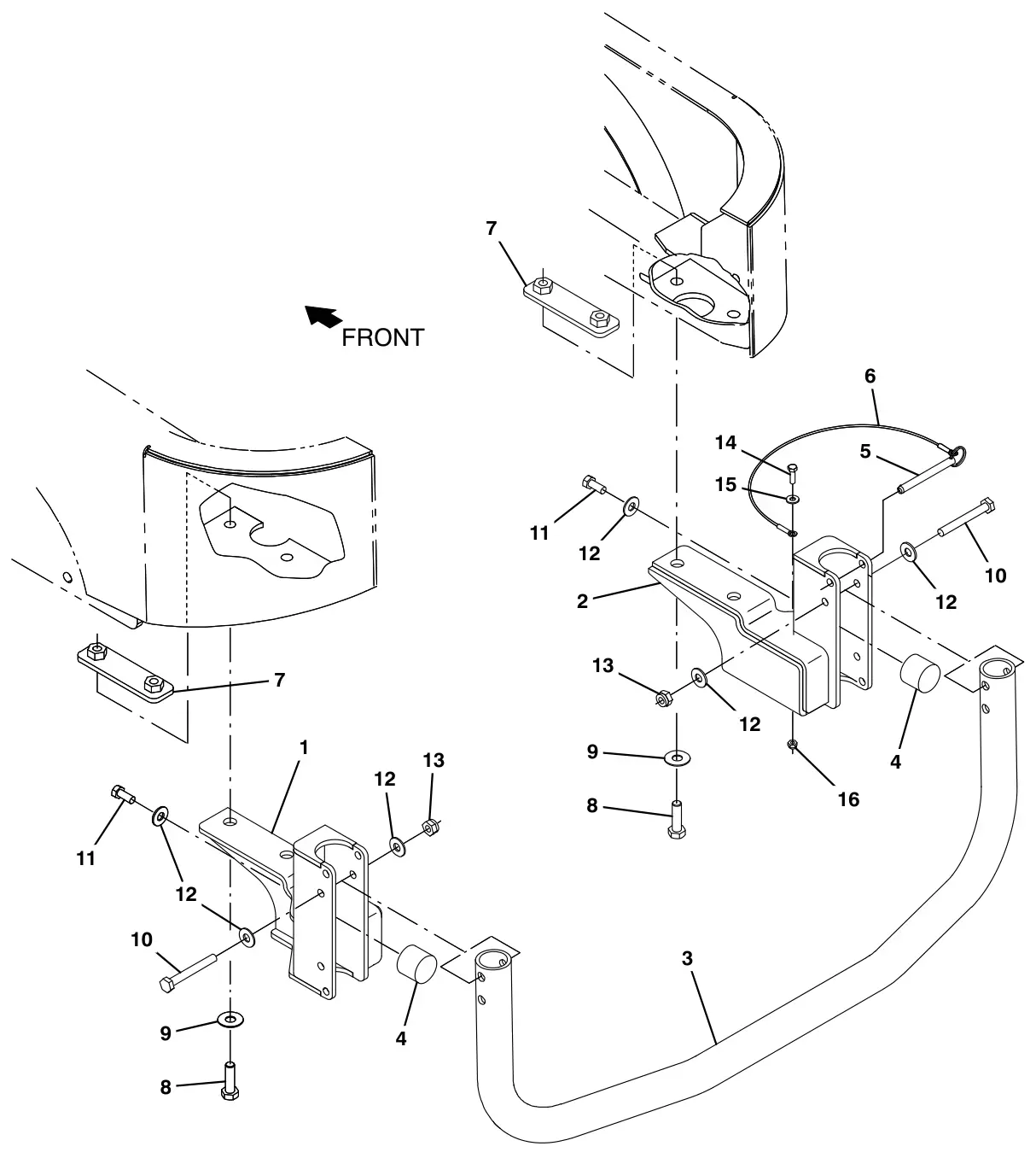 Tennant M17 squeegee guard group (option) drawing, manual page 158