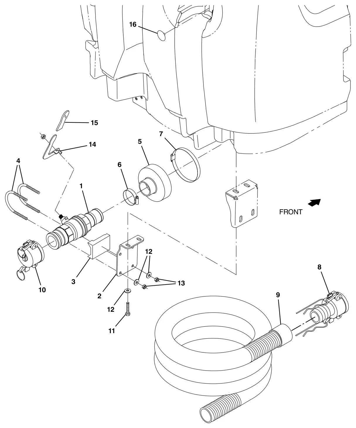 Tennant M17 positive drain group (option) drawing, manual page 160