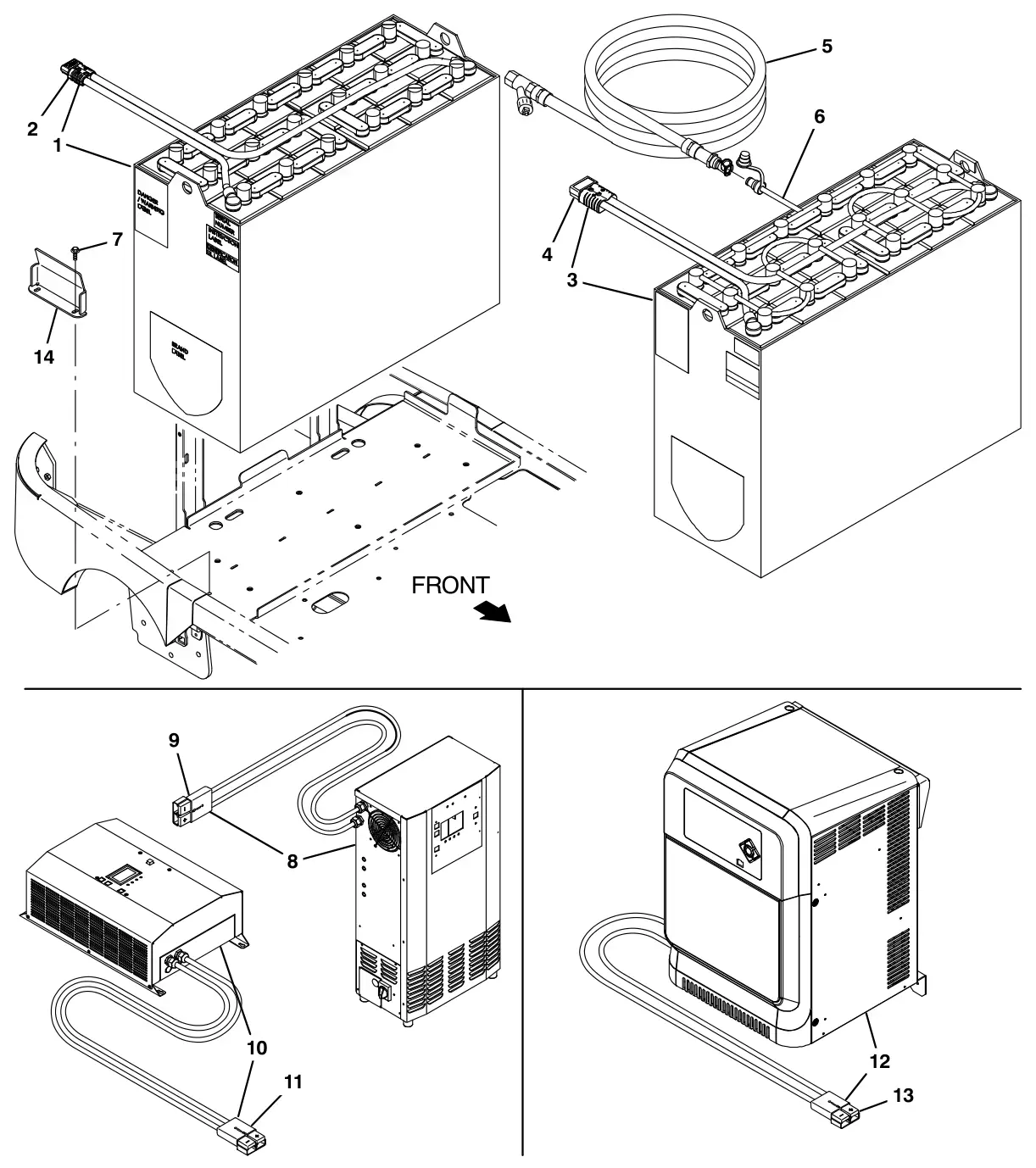 Tennant M17 battery and charger group, 930ah (option) drawing, manual page 170