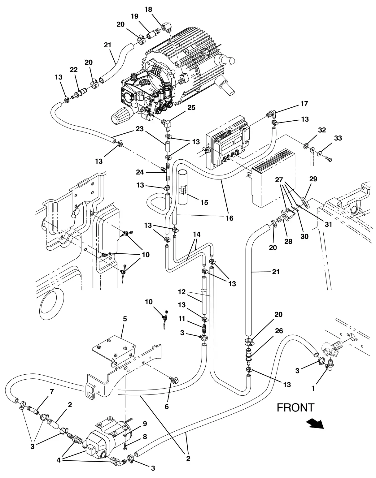 Tennant M17 pressure washer solution supply group (011000 -) (option) drawing, manual page 180