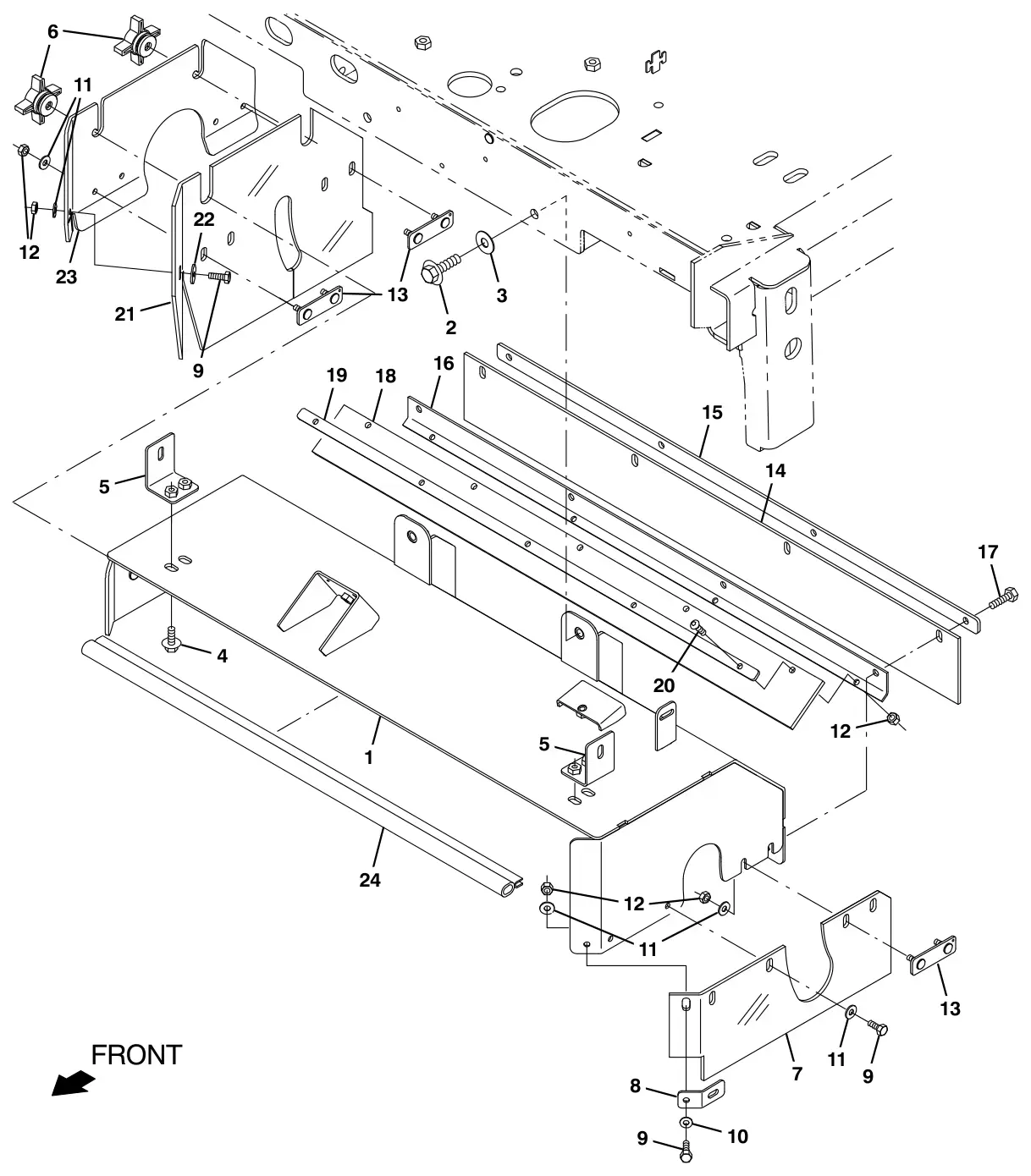 Tennant M17 direct throw main brush frame group (011000 -) (option) drawing, manual page 190