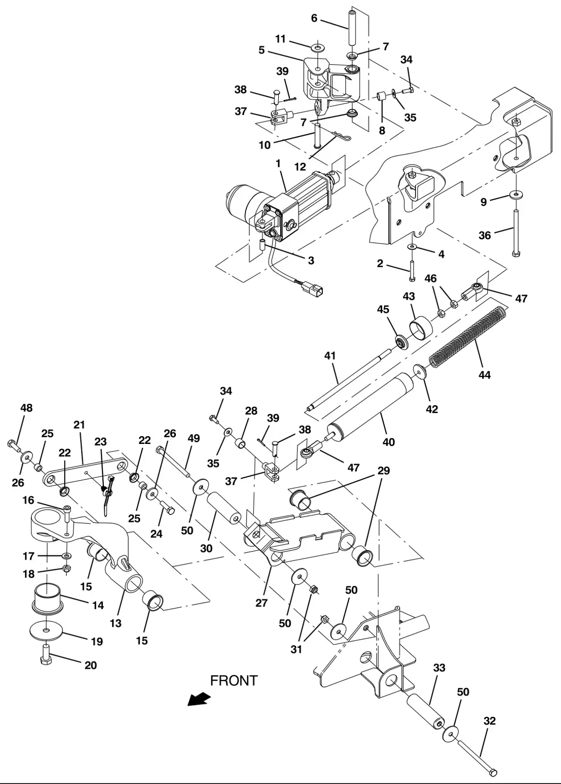 Tennant M17 scrubbing side brush lift group (option) drawing, manual page 126