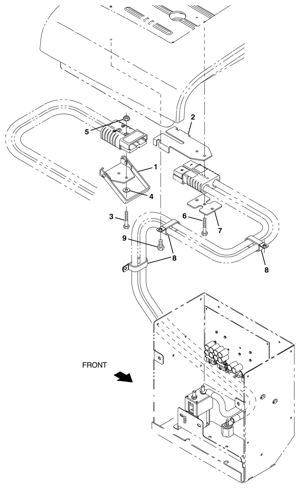 Tennant M17 battery quick disconnect group (011000 -) (option) drawing, manual page 212