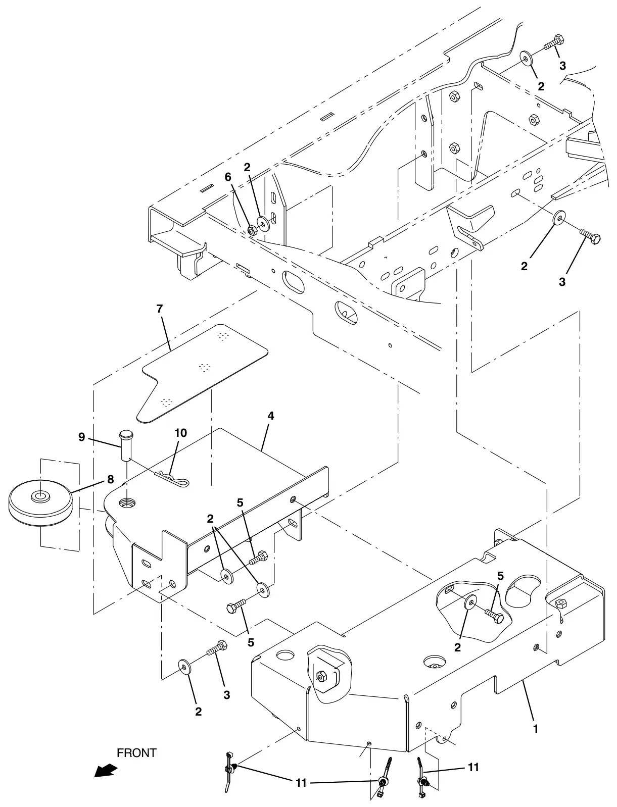 Tennant M17 scrubbing side brush mount group (option) drawing, manual page 130