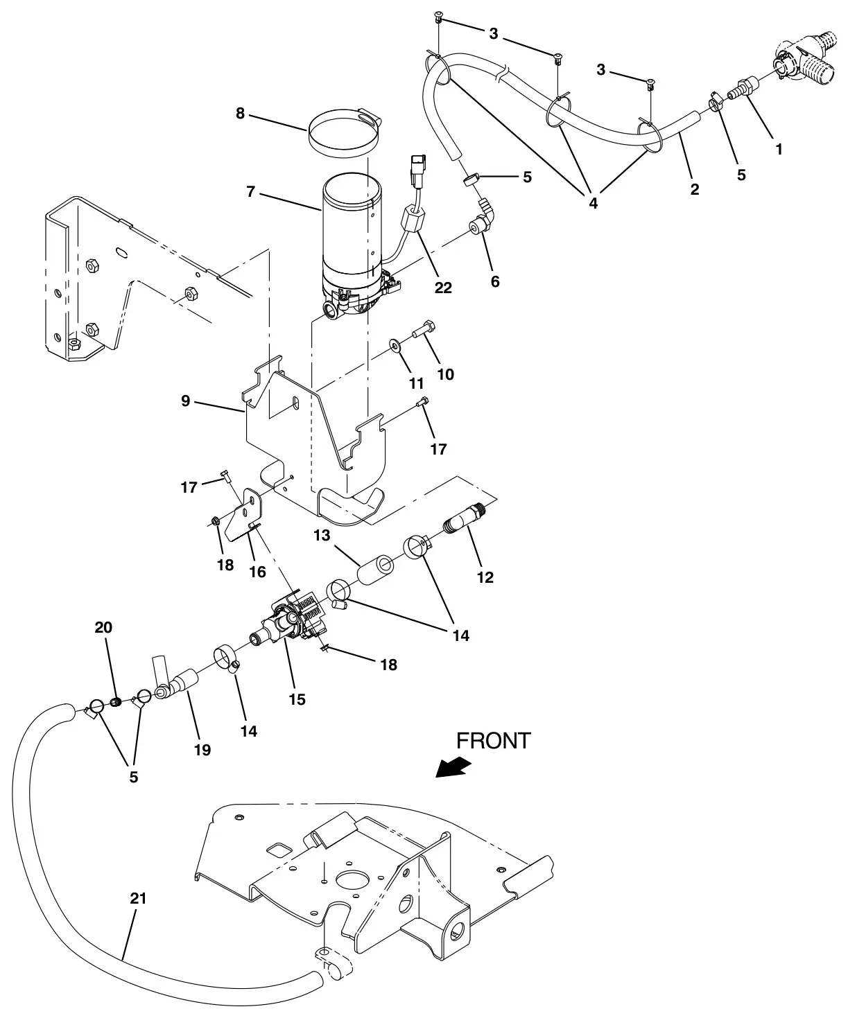 Tennant M17 scrubbing side brush solution supply group (option) drawing, manual page 132