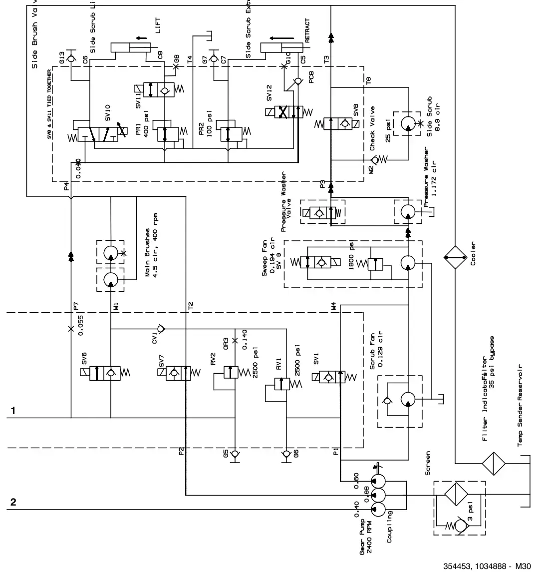 Tennant M30 Diesel hydraulicschematic(001463-), sheet 2, manual page 115