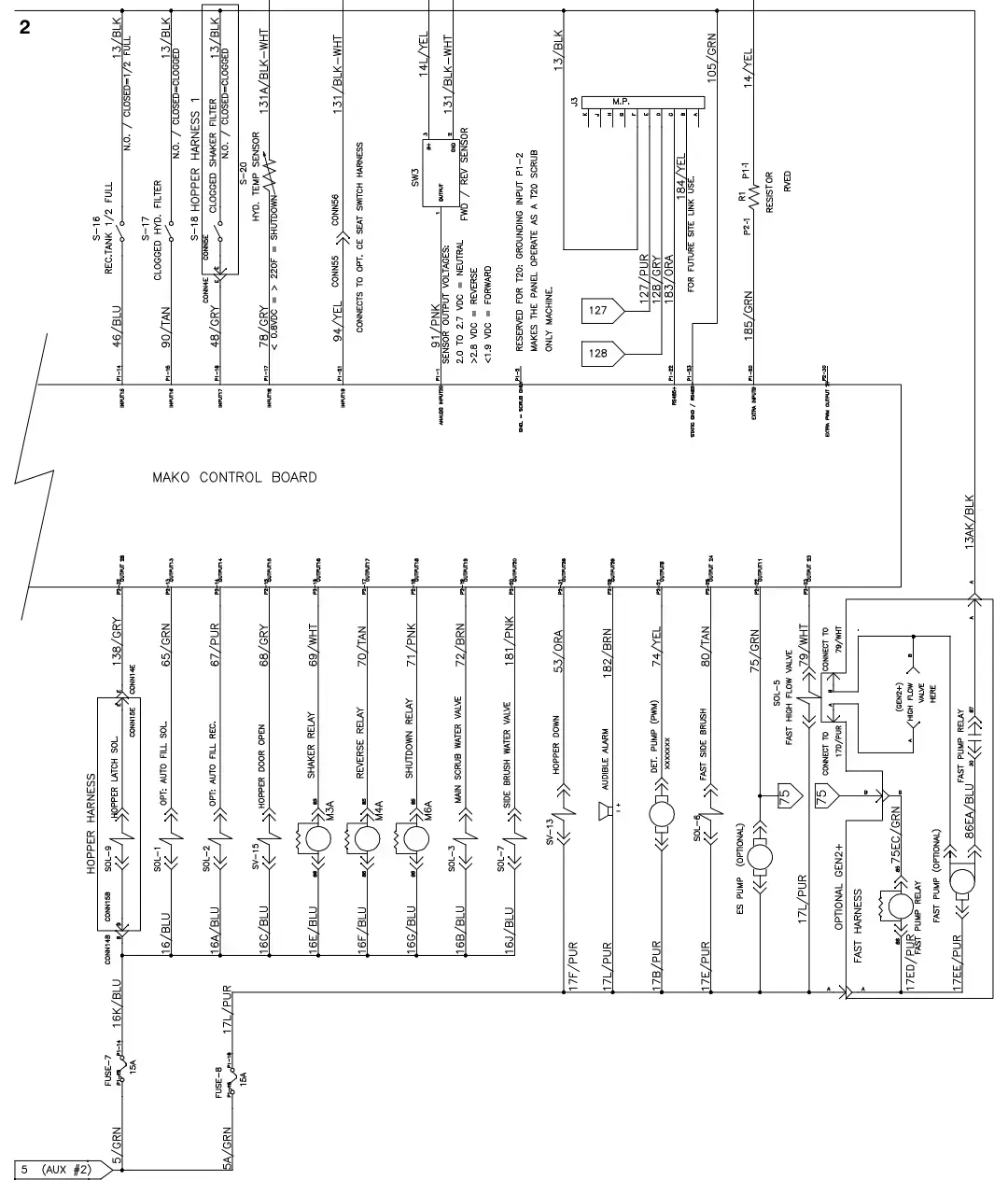 Tennant M30 Diesel electrical schematic, (000000- 001544), sheet 4, manual page 137