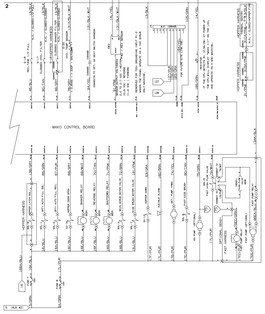 Tennant M30 Diesel electrical schematic, (001545- 003999), sheet 4, manual page 144