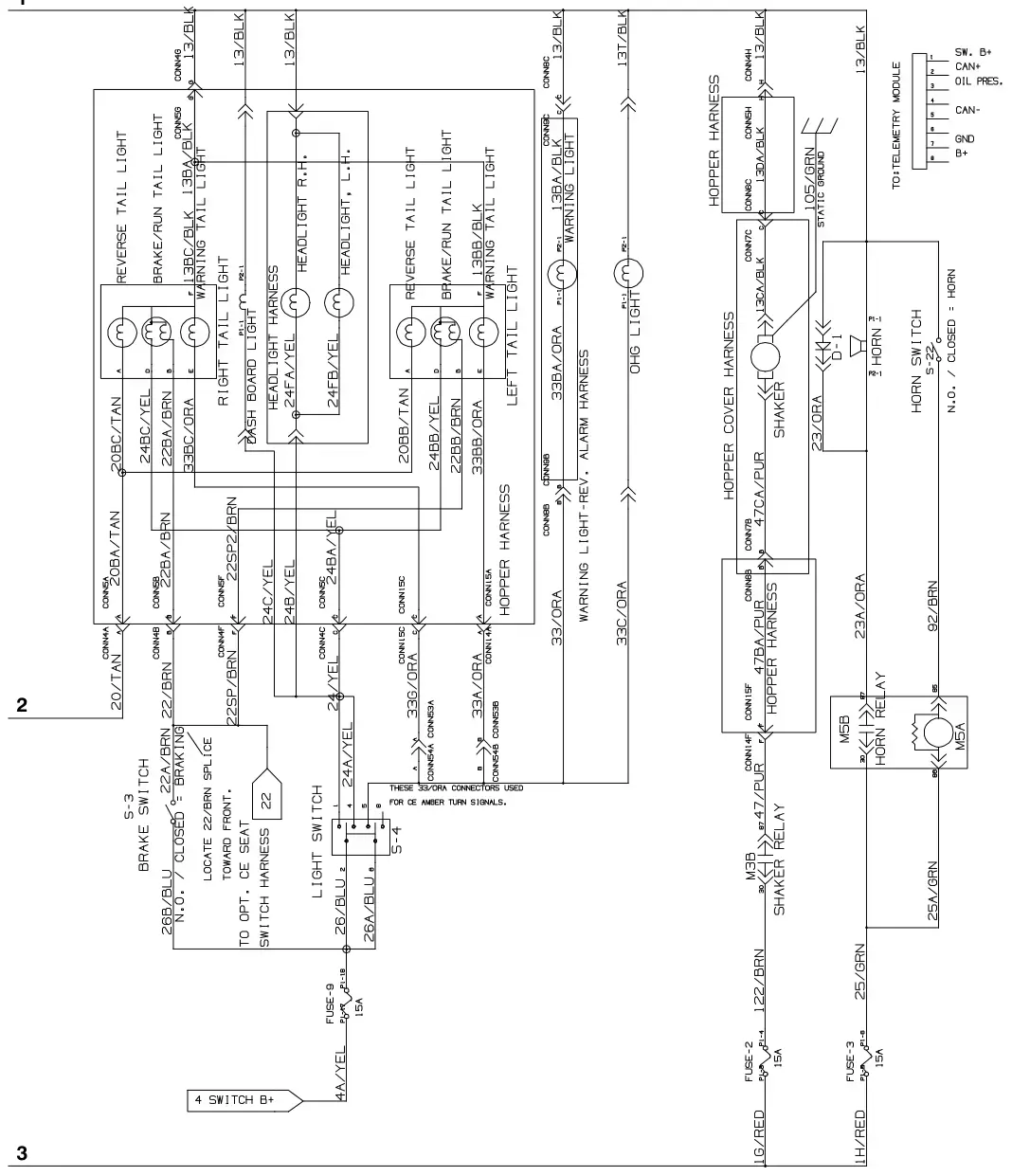 Tennant M30 Diesel electrical schematic, (001545- 003999), sheet 2, manual page 142