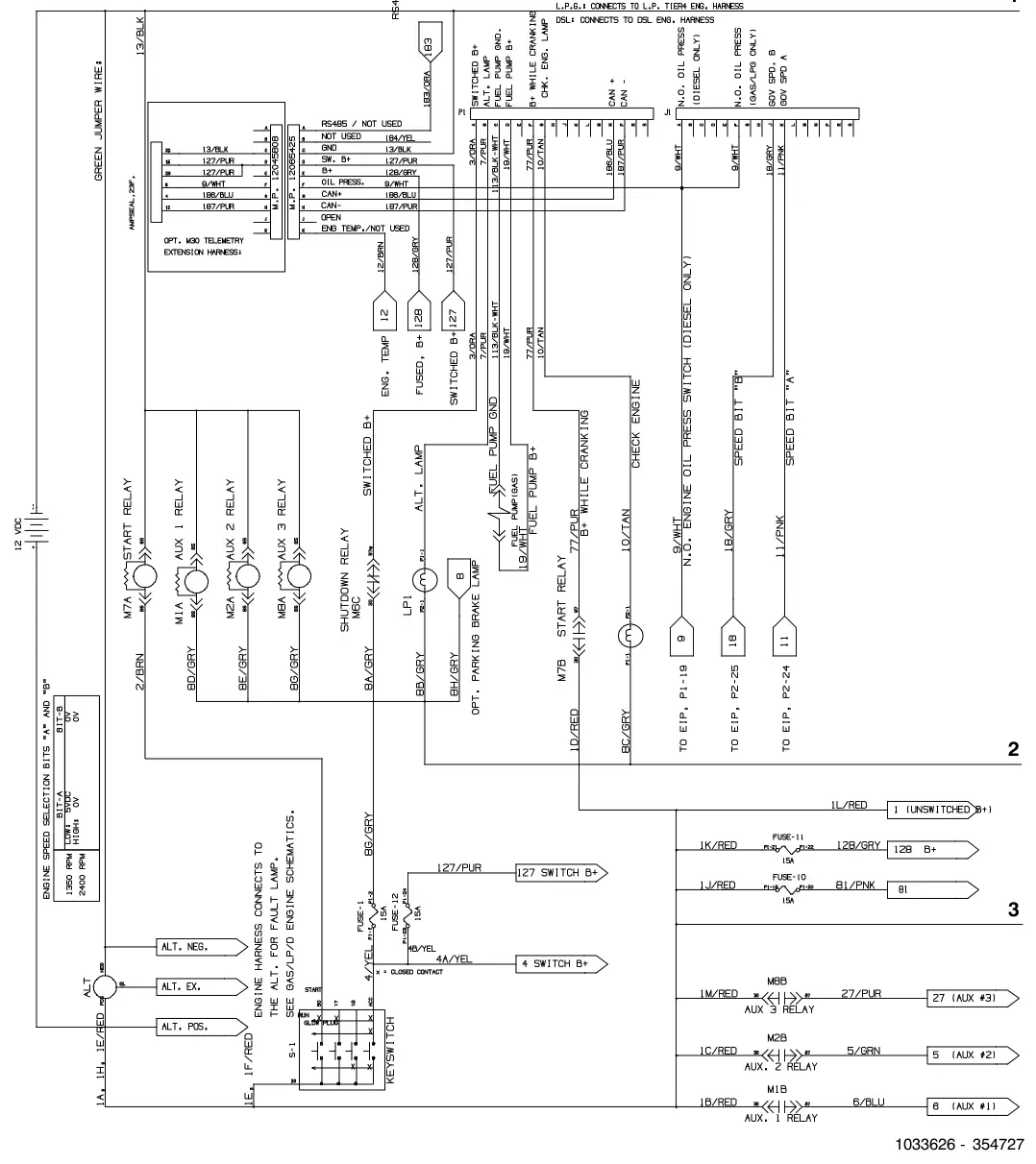 Tennant M30 Diesel electricalschematic,(004000-), sheet 1, manual page 148