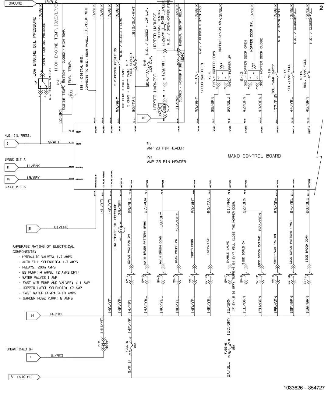 Tennant M30 Diesel electricalschematic,(004000-), sheet 3, manual page 150