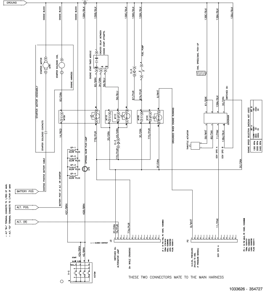 Tennant M30 Diesel electrical schematic, diesel engine harness, manual page 155