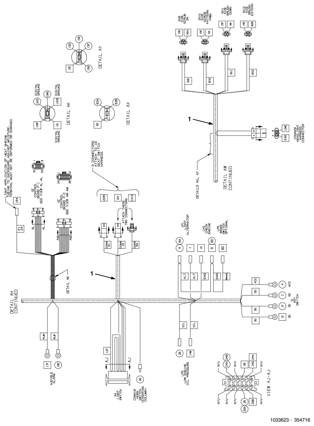 Tennant M30 Diesel electrical wire harness group, main, drawing 5, manual page 160