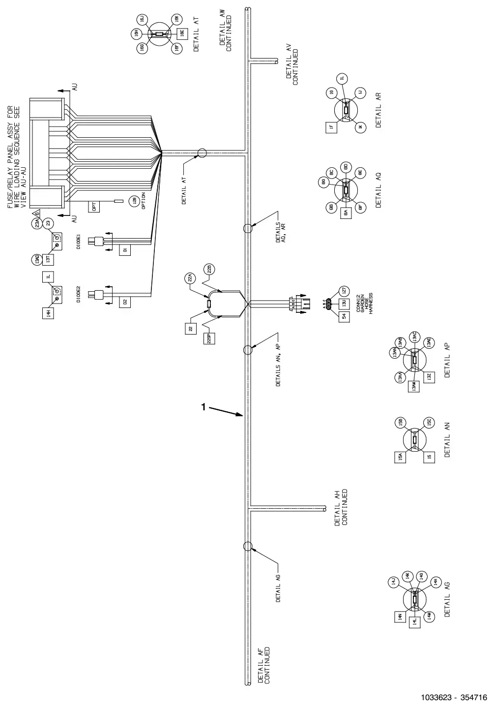 Tennant M30 Diesel electrical wire harness group, main, drawing 4, manual page 159