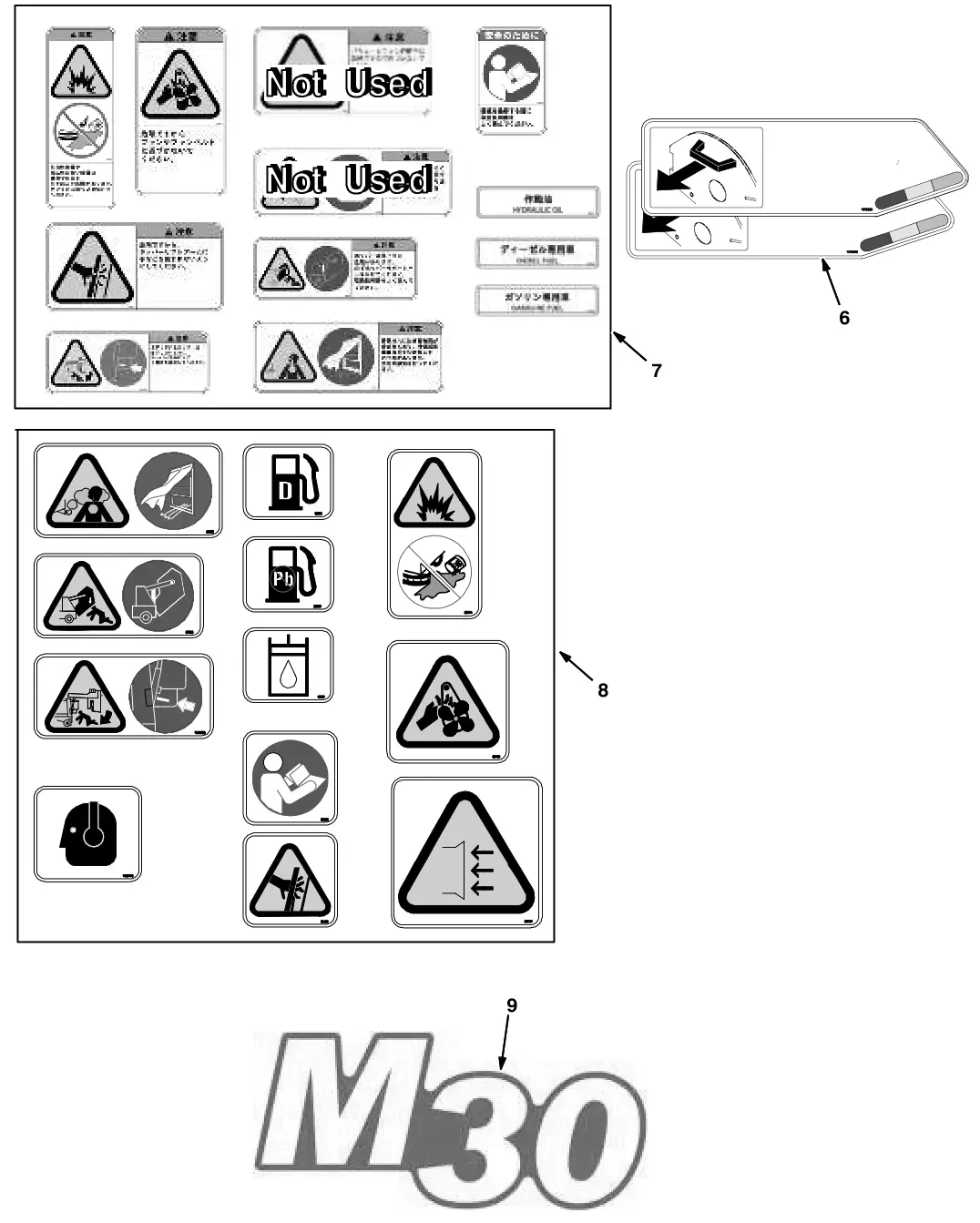 Tennant M30 Diesel labelgroup, drawing 2, manual page 171