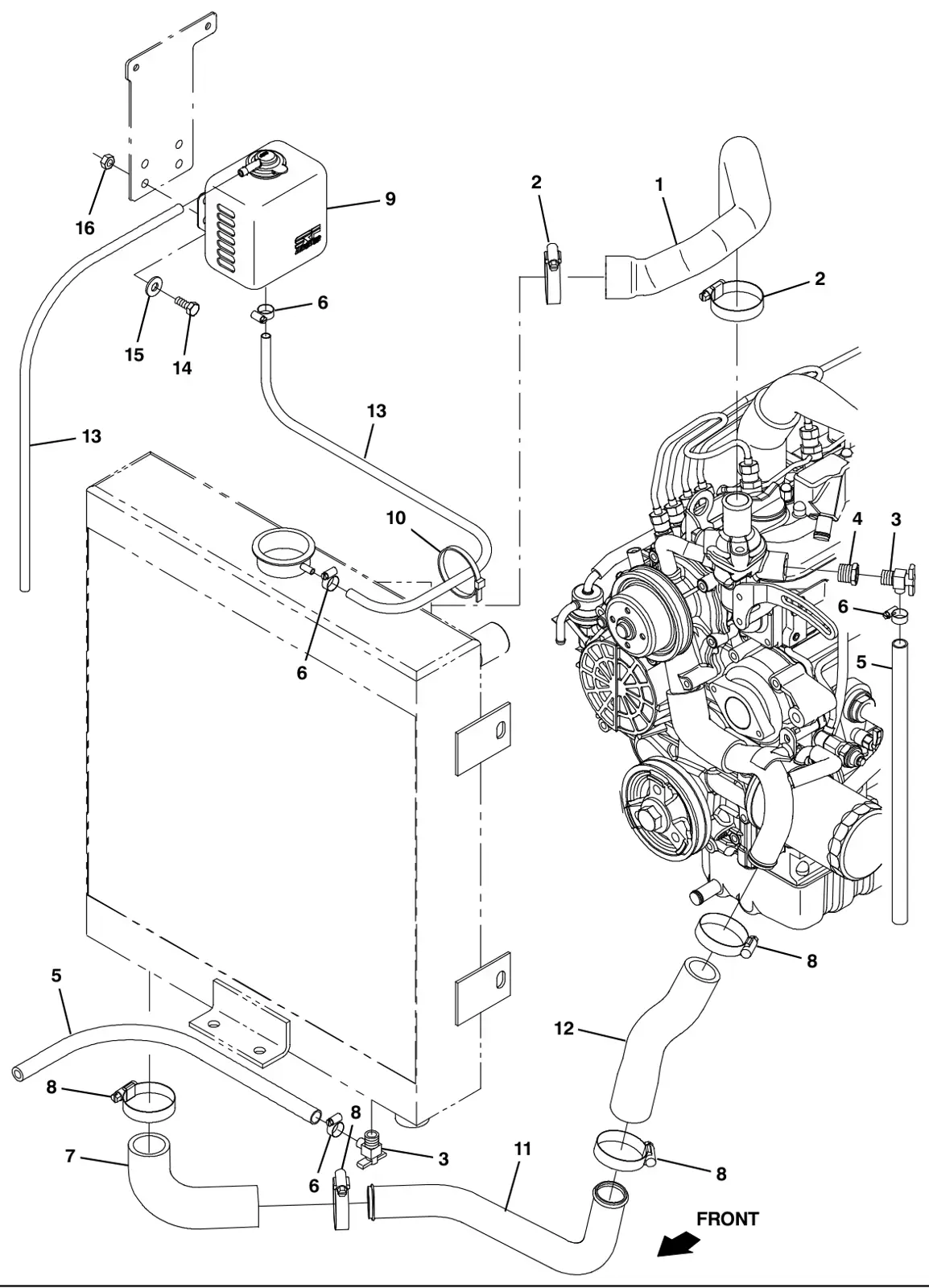 Tennant M30 Diesel engineradiatorhosegroup,diesel(001250-) drawing, manual page 50